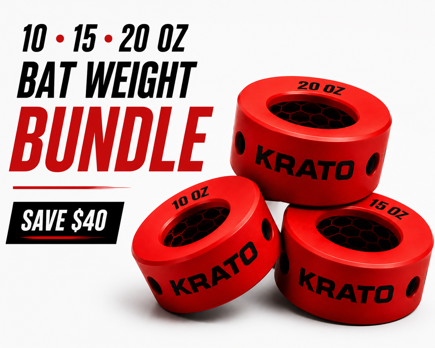 Bat Weight Bundle (10oz, 15oz, 20oz) Save $40 baseball and softball bat weight training aid